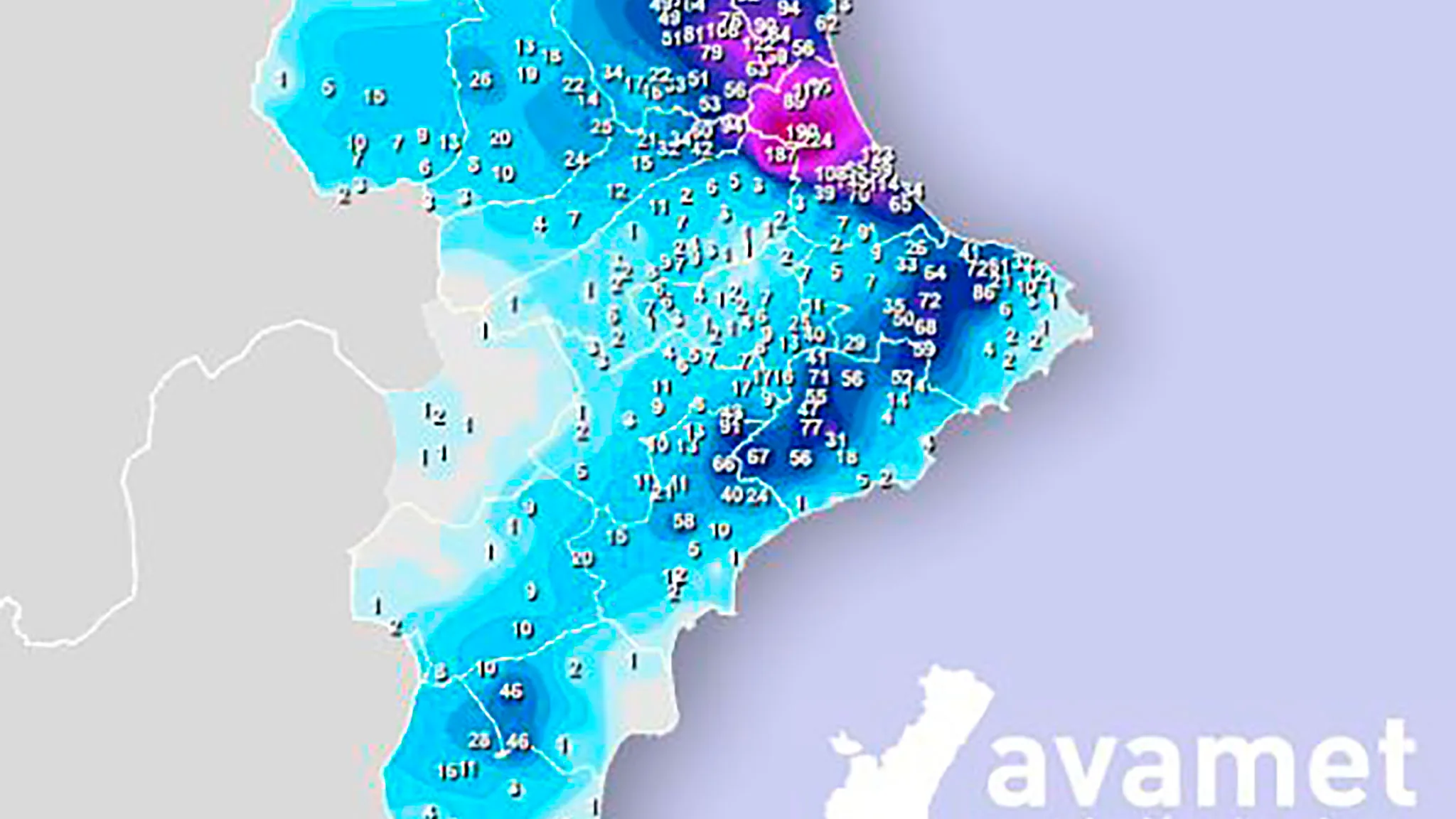 precipitacion acumulada en la marina alta el 29 septiembre 2025 avamet