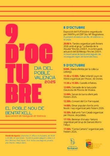 Programación del 9 d’Octubre 2025 en Benitatxell