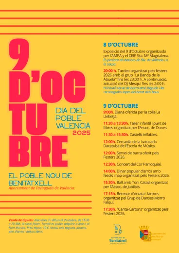 Programación del 9 d’Octubre 2025 en Benitatxell