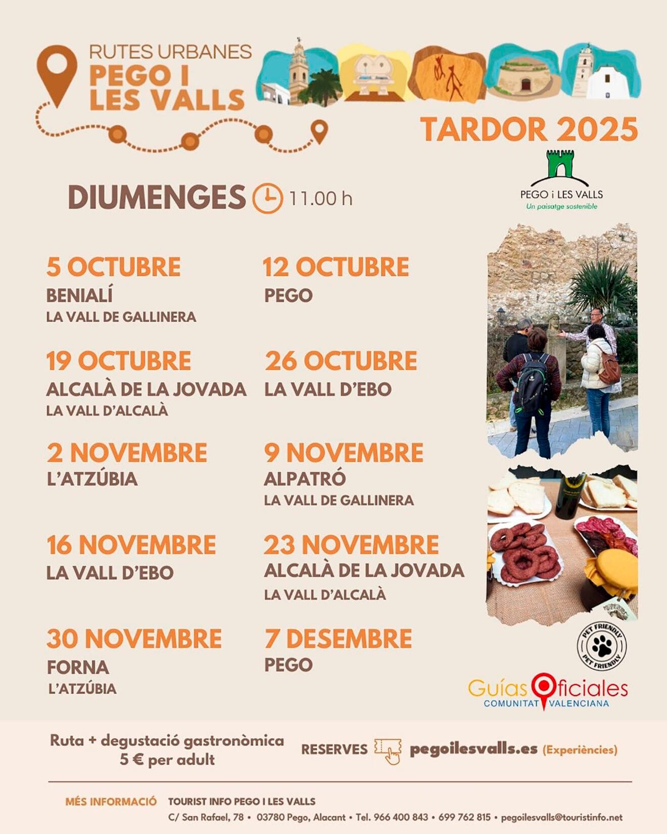 Rutas urbanas con degustación gastronómica en Pego i les Valls