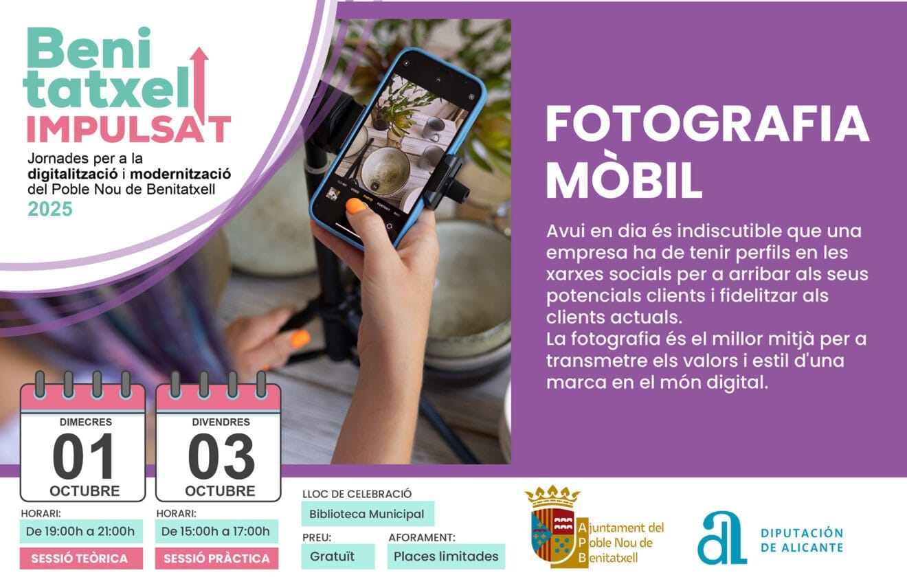 Taller sobre fotografía móvil de las Jornadas de digitalización y modernización 'Benitatxell Impulsa’t'