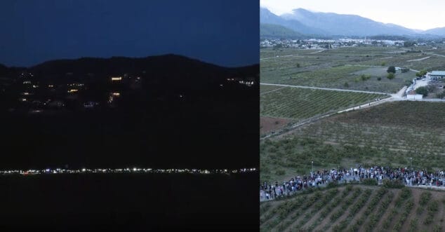 unas 1 500 personas forman un hilo de luz en la oscuridad contra el pai de lliber