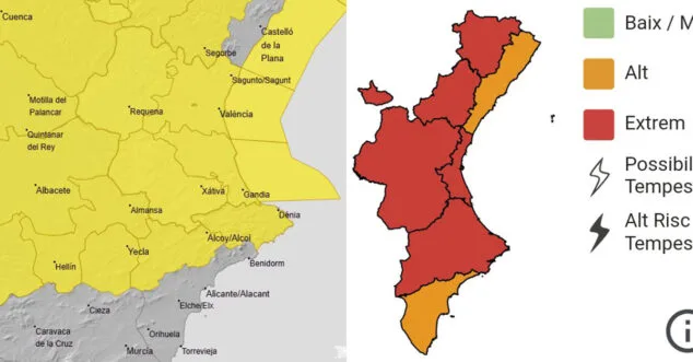 aviso de la aemet por viento y riesgo extremo de incendios en la marina alta