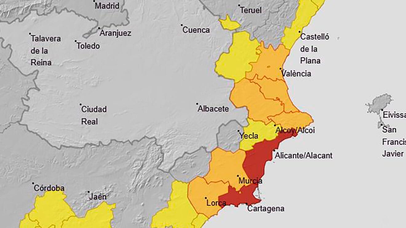 Avisos activos de la AEMET en la Comunitat Valenciana el viernes 10 de octubre de 2025