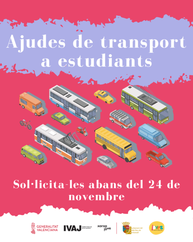 Benitatxell activa las ayudas de movilidad para estudiantes de hasta 30 años 1 Imagen: Cartel ayudas de transporte de Benitatxell
