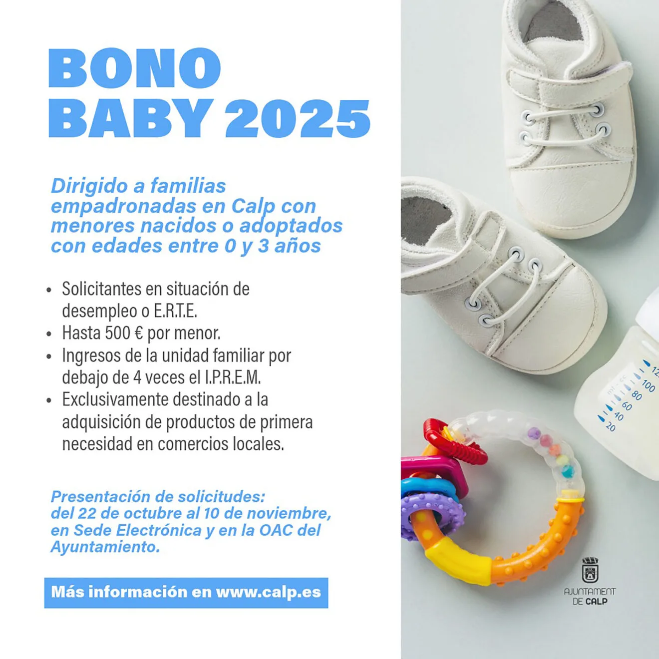 Cartel del Bono Baby 2025 de Calp