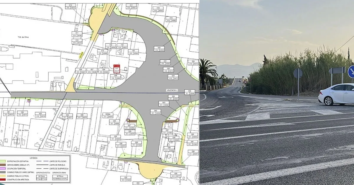 Localización y proyecto del cruce del Hostal de Sant Jaume entre Pego y Oliva