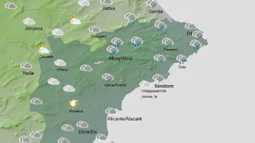 Mapa de predicción de la AEMET en Alicante para jueves 30 octubre 2025 a las 10.00 horas
