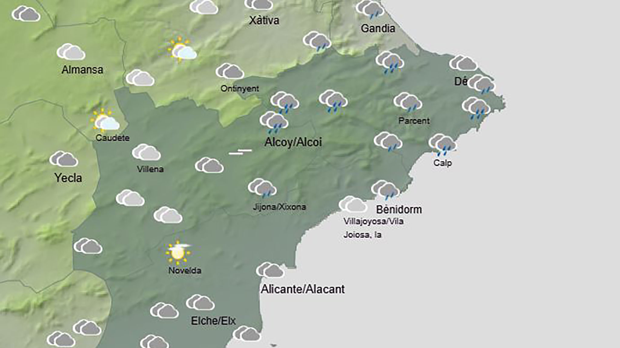 mapa de prediccion de la aemet en alicante para jueves 30 octubre 2025 a las 10 00 horas