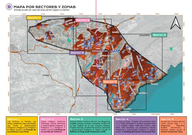 Imatge: Mapa de sectors davant d'emergències a Benitatxell