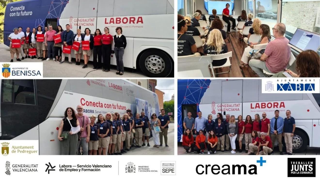 Taller de Empleo Marina Alta XIV de CREAMA en el Bus LABORA en Benissa, Pedreguer y Xàbia