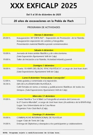 Programa de actividades XXX EXFICALP 2025