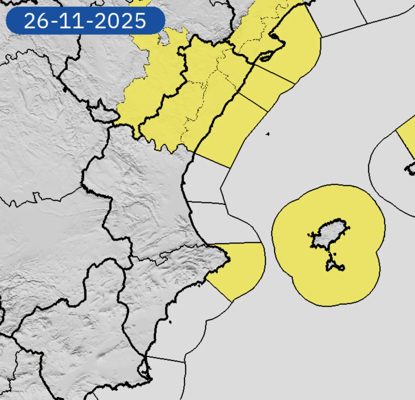 Aemet activa la alerta amarilla por viento y mala mar en la Marina Alta
