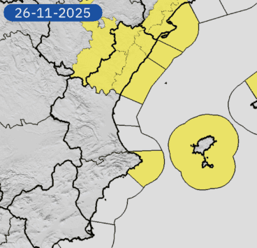 Aemet activa la alerta amarilla por viento y mala mar en la Marina Alta