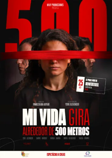 Cartel del espectáculo teatral ‘Mi vida gira alrededor… de 500 metros’ de la programación del 25N de 2025 en Benitatxell