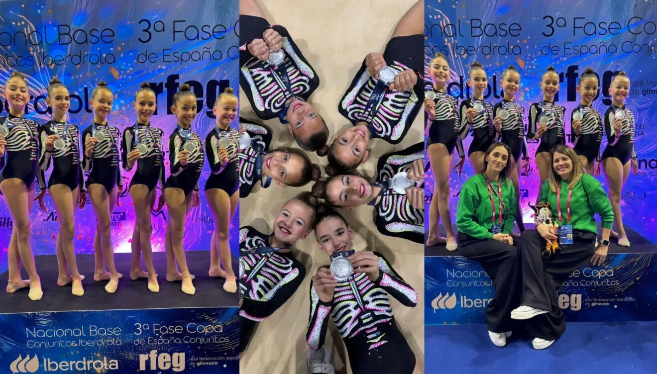 El conjunto del Club Gimnasia Calpe tras lograr la plata en la tercera fase y el tercer puesto nacional en la Copa de España de Conjuntos