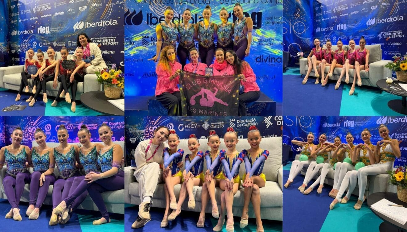 Las gimnastas del Club Les Marines de Calp celebran su destacada actuación en el Campeonato de España Base