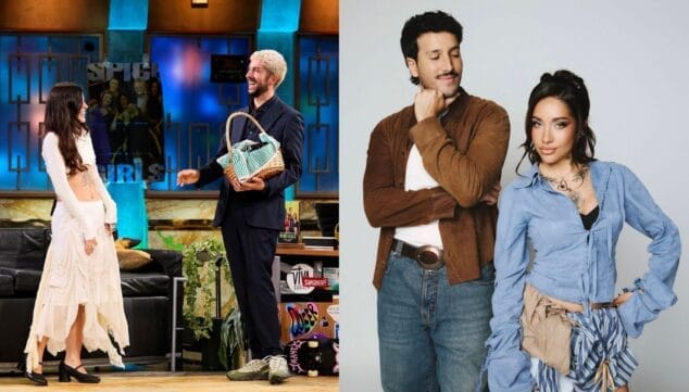 Van El Verger naar het internationale toneel: Rosa Gasent kleedt artiesten als Aitana, María Becerra en Lola Índigo 5 Afbeelding: María Becerra, met Sebastián Yatra. Vera VGR op de set van La Revuelta, met David Broncano. Beiden aangekleed door Devol Studio