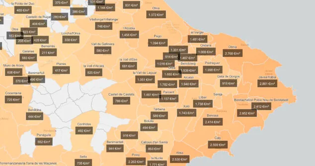 Imagen: Precios de la compraventa de vivienda en la Marina Alta - Portal Estadístico del Notariado