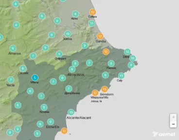 temperaturas el domingo 30 de noviembre en la marina alta
