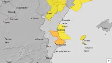 mapa de avisos activos de la aemet en la comunitat valenciana el 25 diciembre 2025