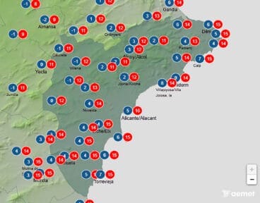 Mapa de temperaturas en Alicante el viernes 26 de diciembre 2025 – AEMET