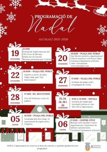 Programa de Navidad 2025 de Alcalalí