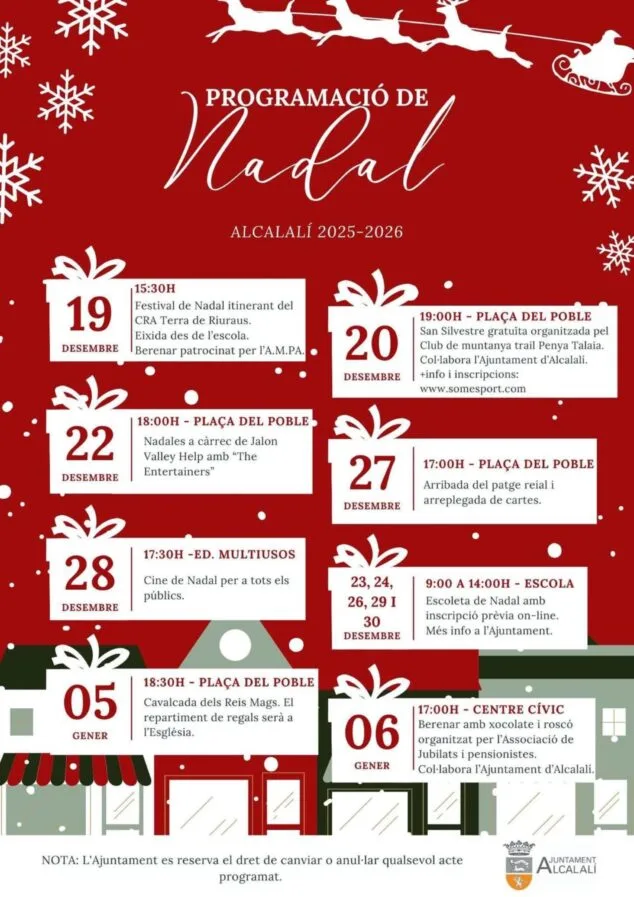 Alcalalí calienta motores con el programa de Navidad 2025, con actividades para todos los públicos 1 Imagen: Programa de Navidad 2025 de Alcalalí