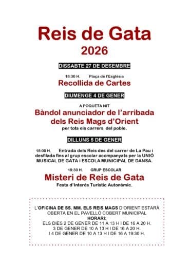 Programa del Misteri de Reis 2026 de Gata