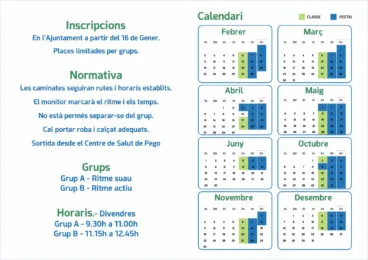 Calendario del programa ‘Camina y salud’ de Pego