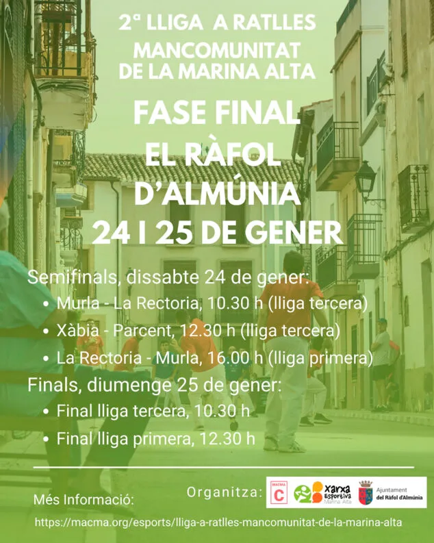 Imagen: Cartel de las semifinales y finales de la Lliga a Ratlles Mancomunitat de la Marina Alta