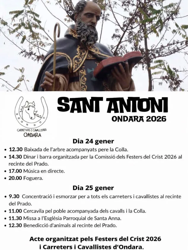 Imagen: Cartel de Sant Antoni 2025 en Ondara 2026