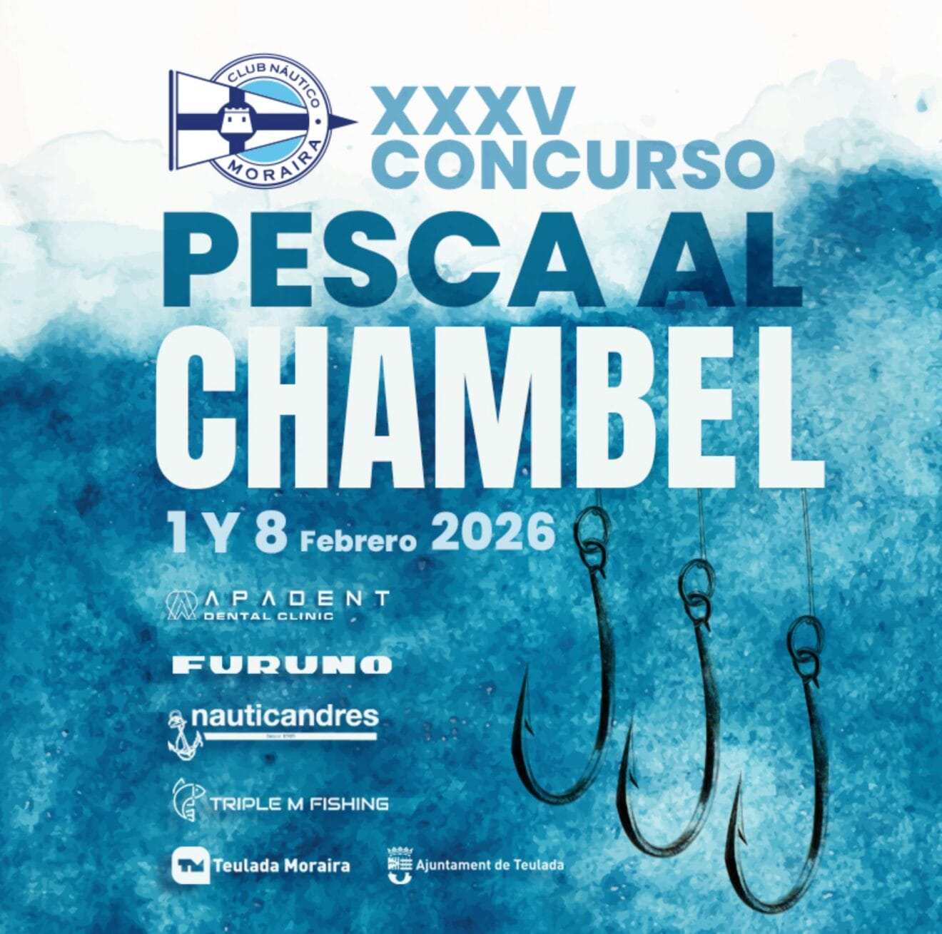 Poster voor de XXXV Chambel-viswedstrijd van de Moraira Nautical Club