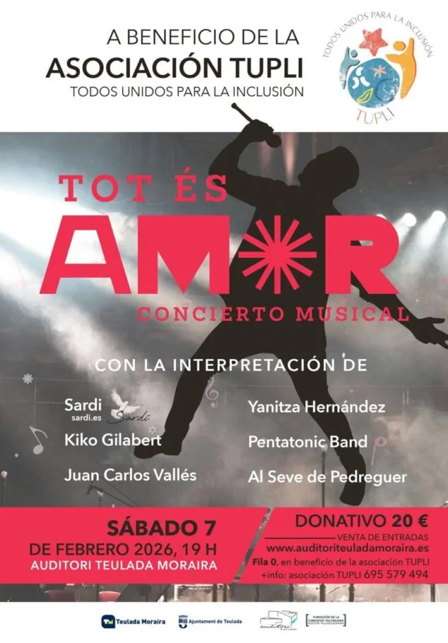Imagen: El Auditori Teulada Moraira acoge el concierto benéfico “Tot és Amor” a favor de la asociación TUPLI