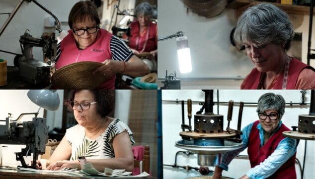 Imagen: Las trabajadoras de Zahati, Josefa, Yolanda, Pepa y Susana, en el taller