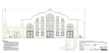 Plano de la fachada de la Fàbrica de Sabó del Verger rehabilitada