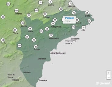 Probabilidad de nieve el martes 6 de enero 2026 en Parcent y la Marina Alta- AEMET