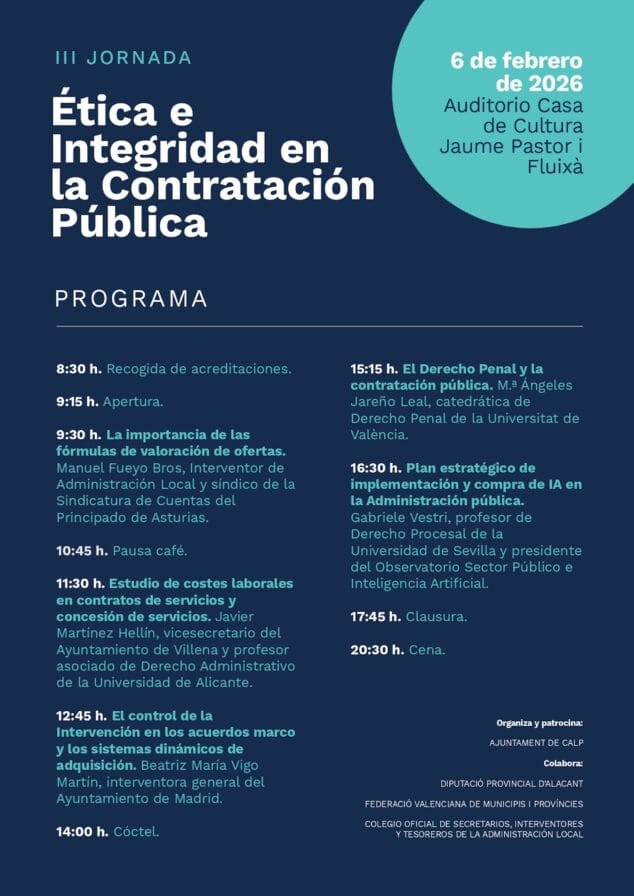 Imagen: Programa de la III Jornada sobre Ética e Integridad en la Contratación Pública