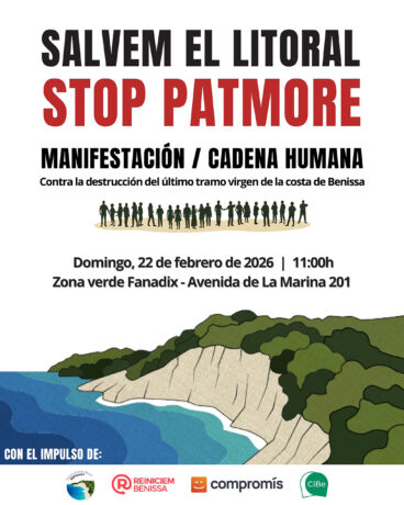Cartel de la cadena humana convocada por Salvem el litoral de Benissa