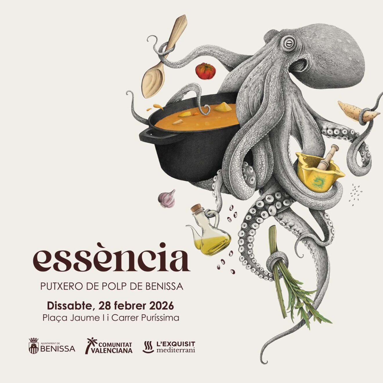 Cartel de la jornada gastronómica 'Essència, putxero de polp de Benissa'