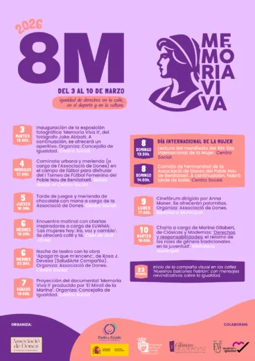 Cartel de la programación del 8M de Benitatxell