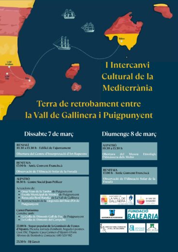 Plakat des ersten Kulturaustauschs zwischen dem Vall de Gallinera und Puigpunyent