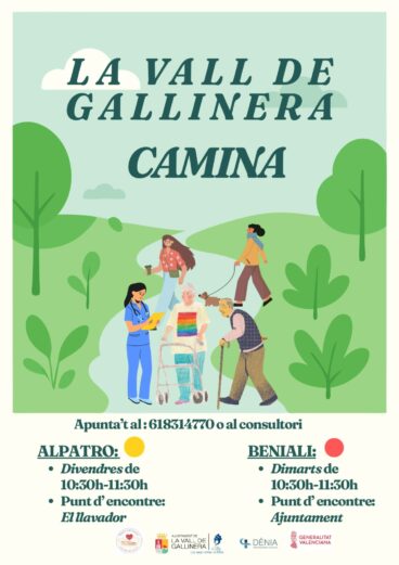 Informationsplakat für das Gesundheitsprogramm „La Vall de la Gallinera Walks“.