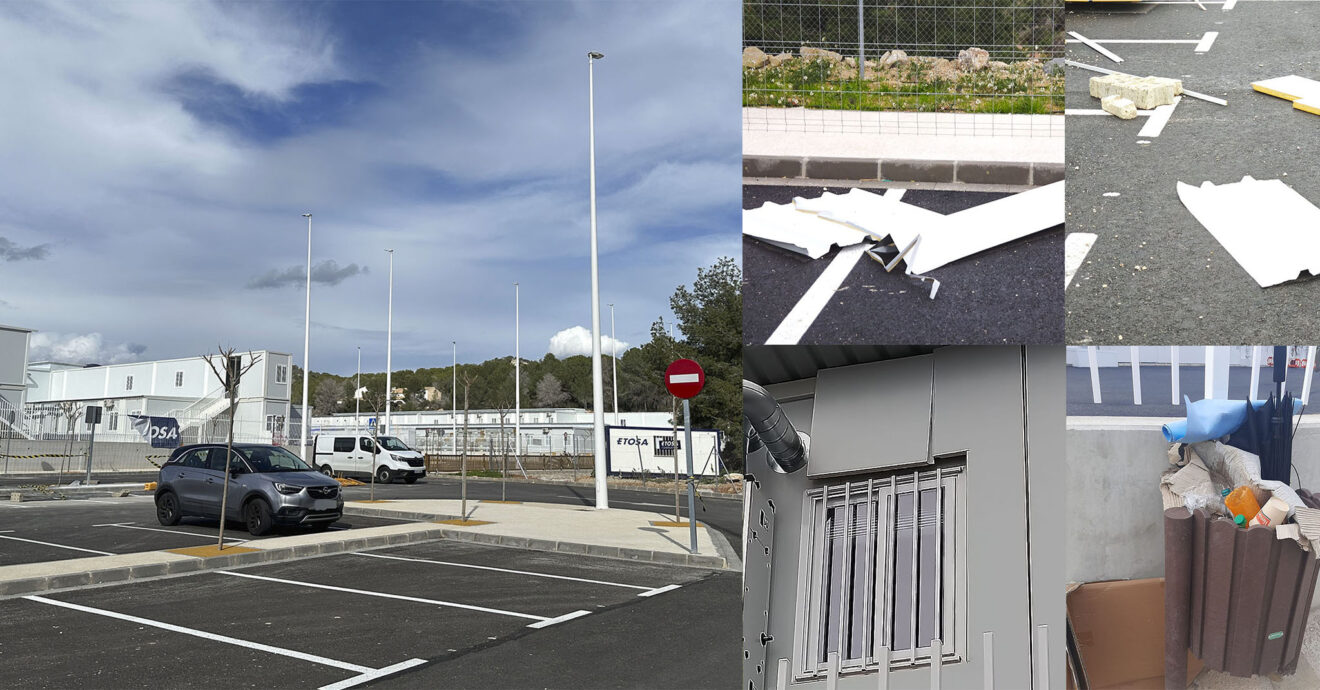 CEIP Oltà und IES Les Salines de Calp, mit den im Gebiet von Gargasindi installierten Fertigklassenzimmern