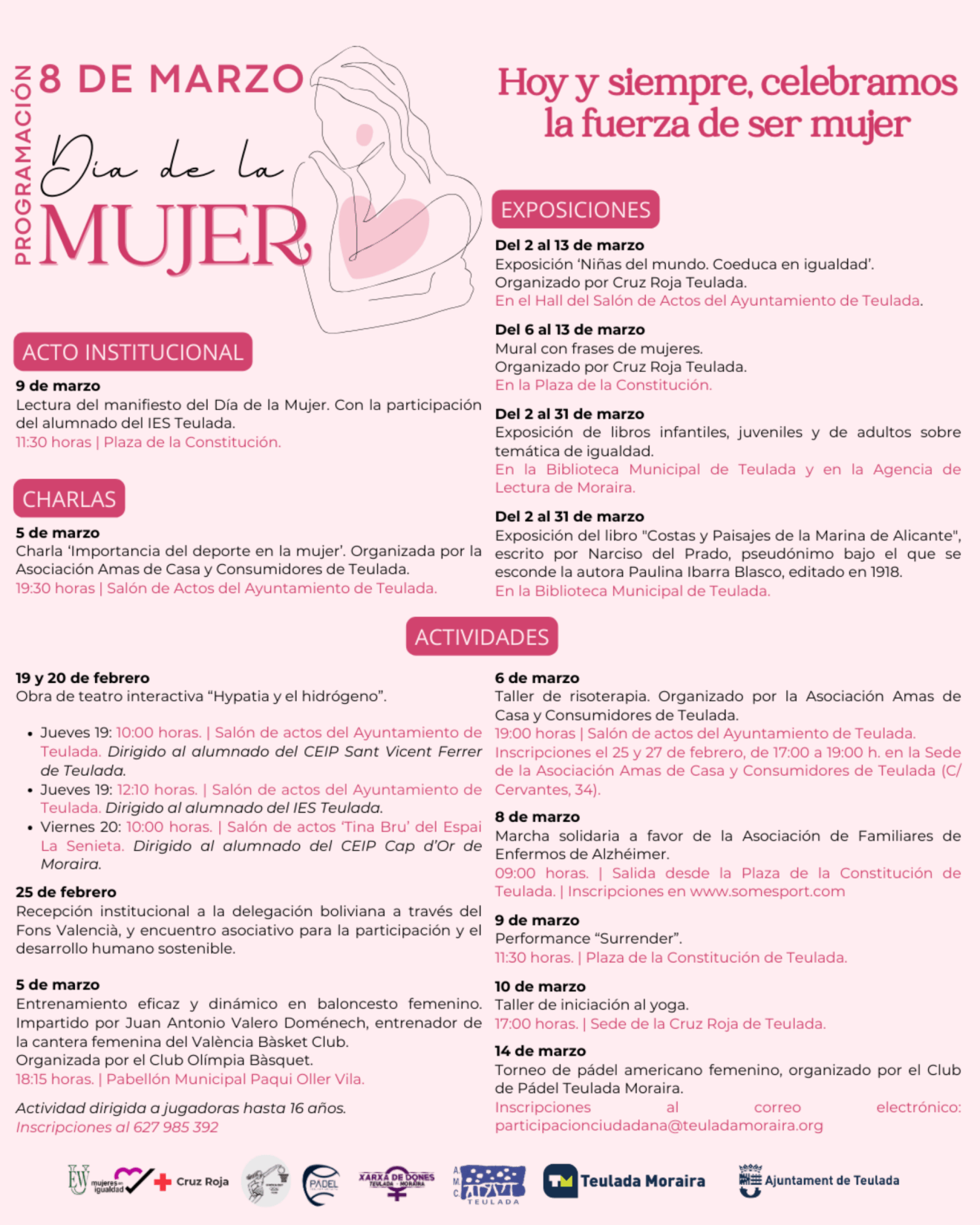 Detail des Plakats mit dem vollständigen Programm der geplanten Aktivitäten zur Gedenkfeier des 8. März