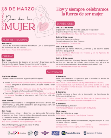 Detail des Plakats mit dem vollständigen Programm der geplanten Aktivitäten zur Gedenkfeier des 8. März