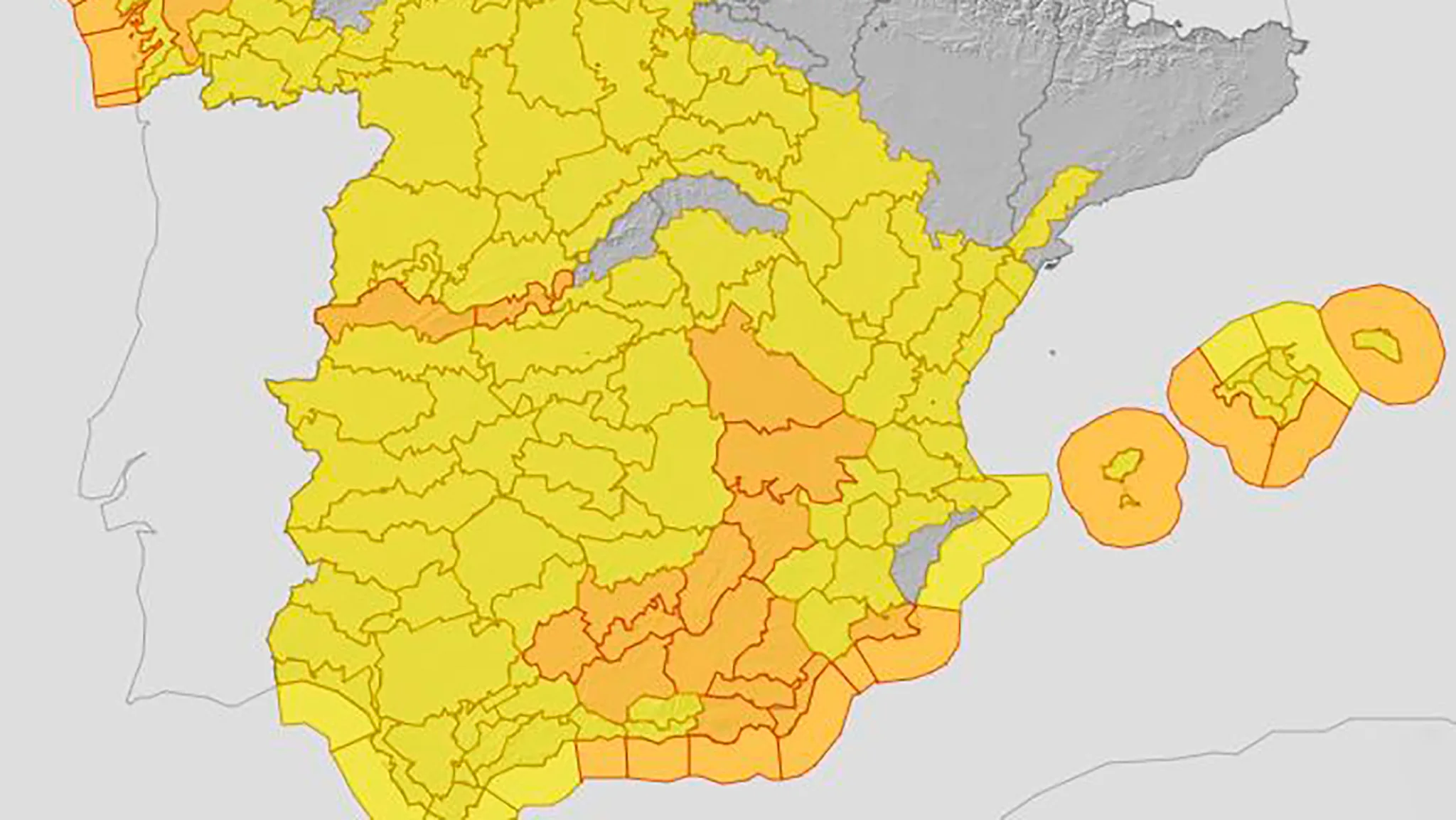 mapa de avisos activos de la aemet el jueves 5 de febrero 2026 en espana