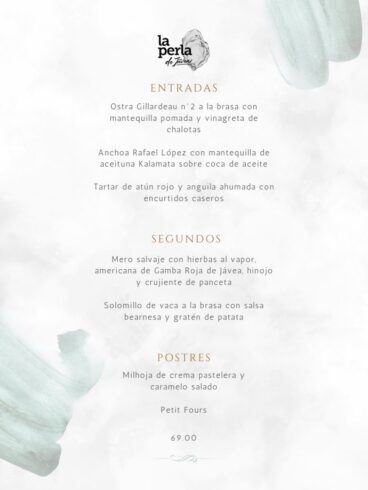 Het menu van La Perla de Jávea om Valentijnsdag in 2026 te vieren