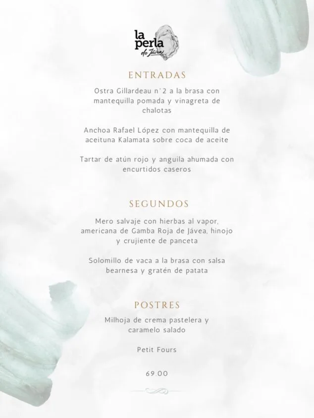 Imagen: Menú de La Perla de Jávea para celebrar San Valentín en 2026