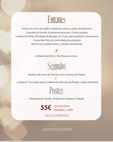 Menukaart van restaurant La Cumbre ter ere van Valentijnsdag in 2026